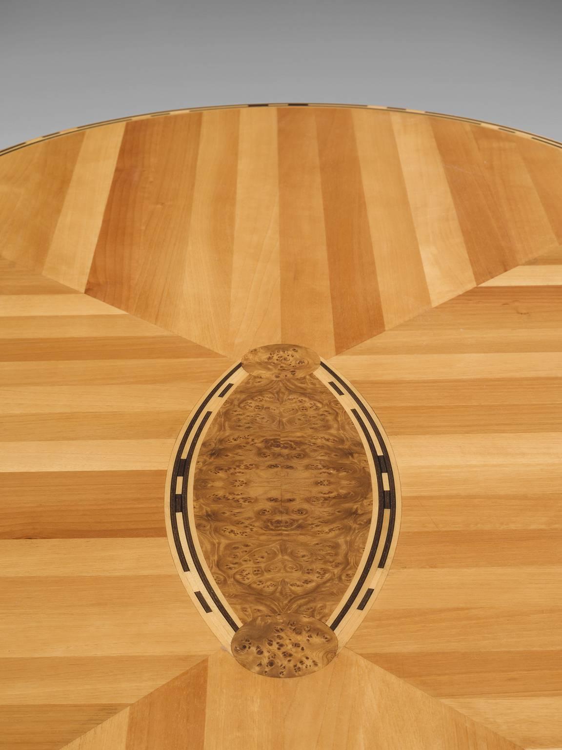 Italian Sculptural Oval Dining Table with Burl Centre