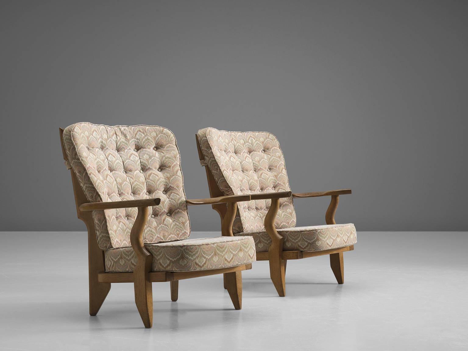 French Guillerme & Chambron Carved Oak High Back Chairs