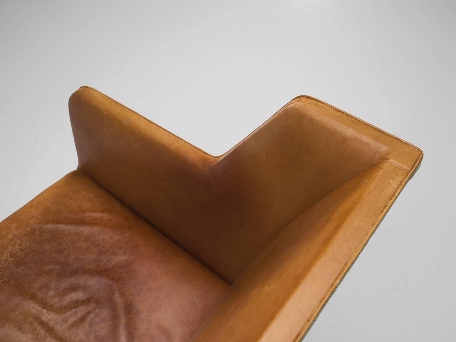 Kaare Klint Sofa in Oak and Original Cognac Leather In Good Condition In Waalwijk, NL