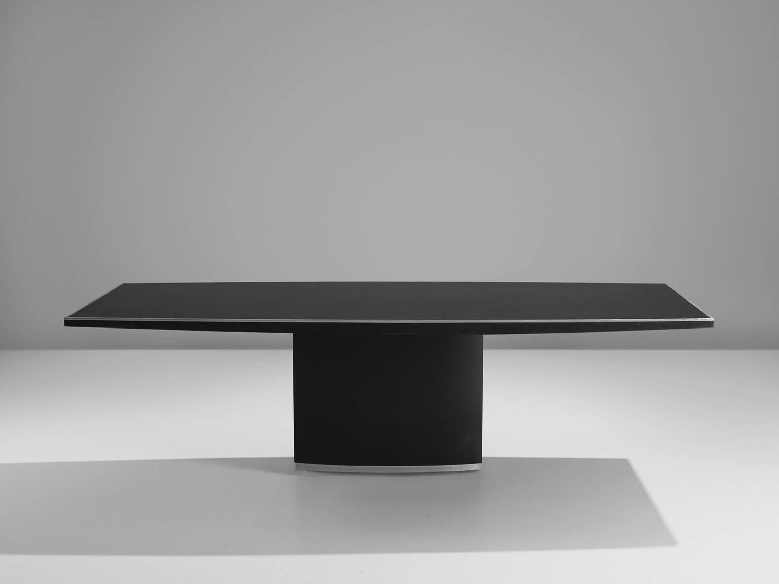 Post-Modern Large Dining Table in Black Stone, 1970s