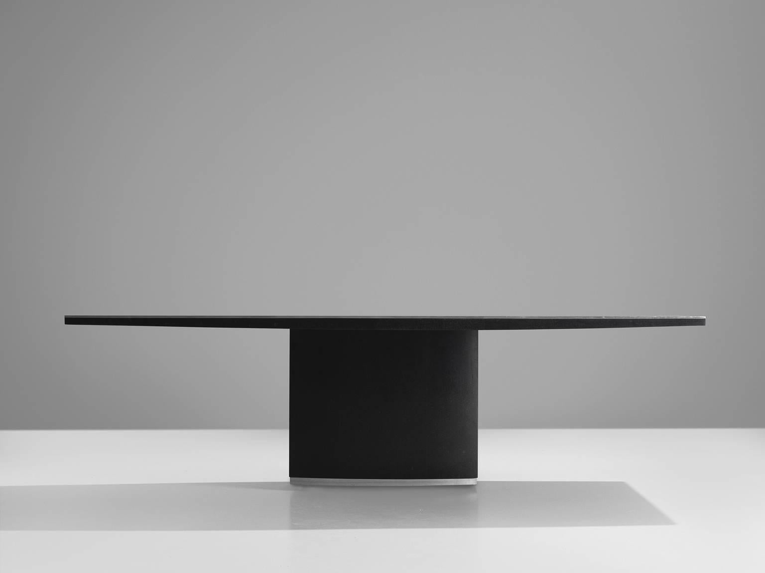 European Large Dining Table in Black Stone, 1970s