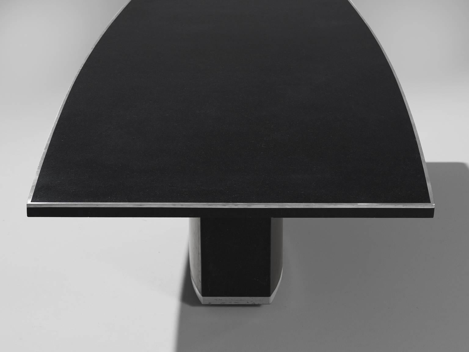 Large Dining Table in Black Stone, 1970s 1