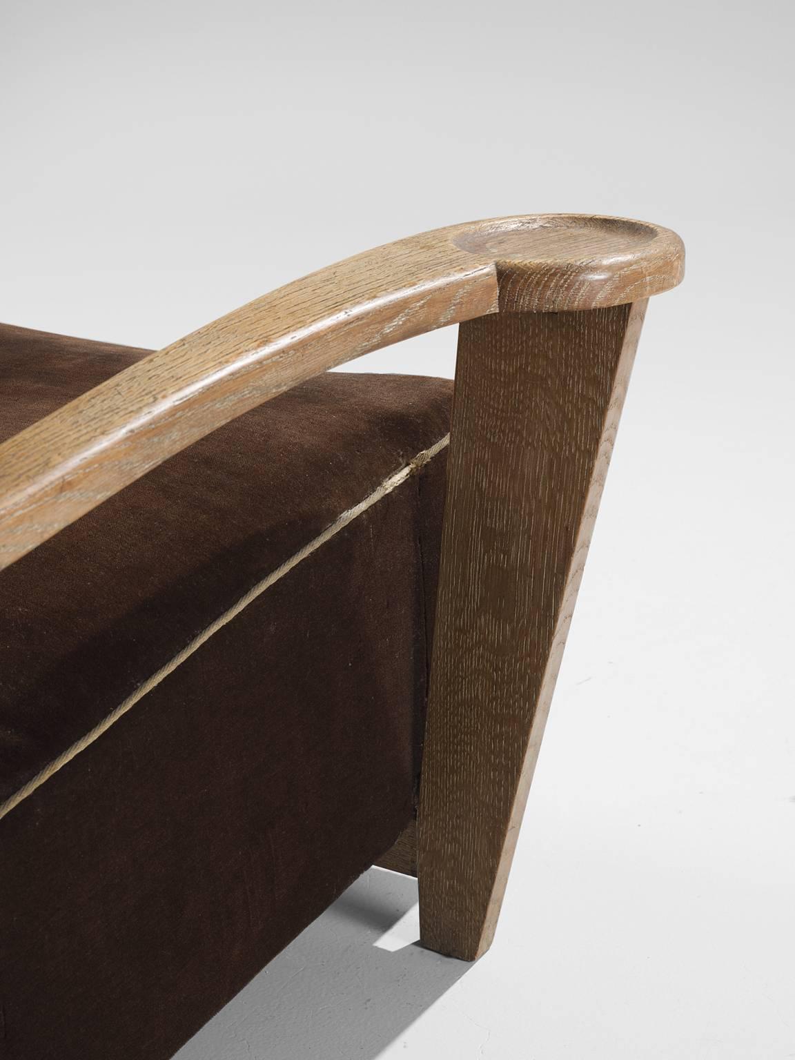 De Coene Pair of Art Deco Oak Lounge Chairs 1