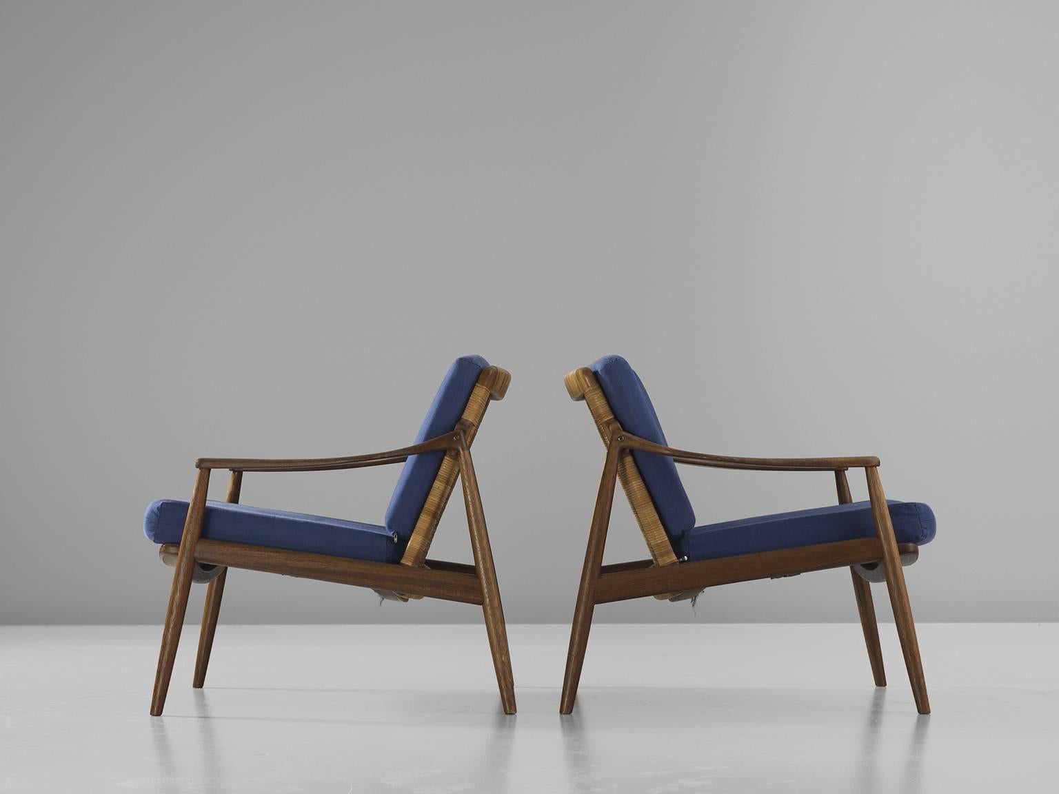 German Hartmut Lohmeyer Armchairs in Teak and Cane