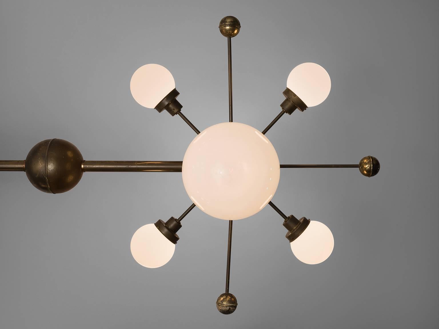 Mid-20th Century Extremely Large Crossed Sputnik Chandelier