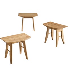 Guillerme et Chambron Set of Three Stools in Solid Oak 9