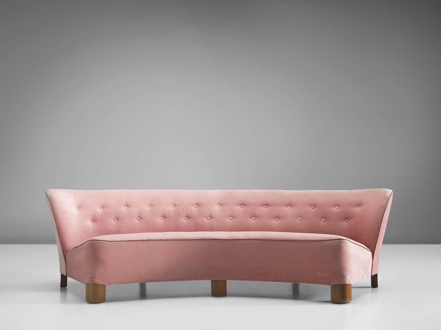 Pink Danish Settee by Otto Færge, 1940s In Good Condition In Waalwijk, NL