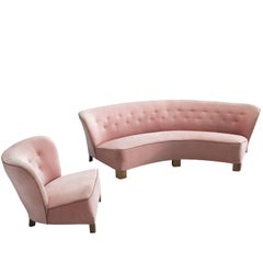 Pink Danish Living Room Set by Otto Færge, 1940s