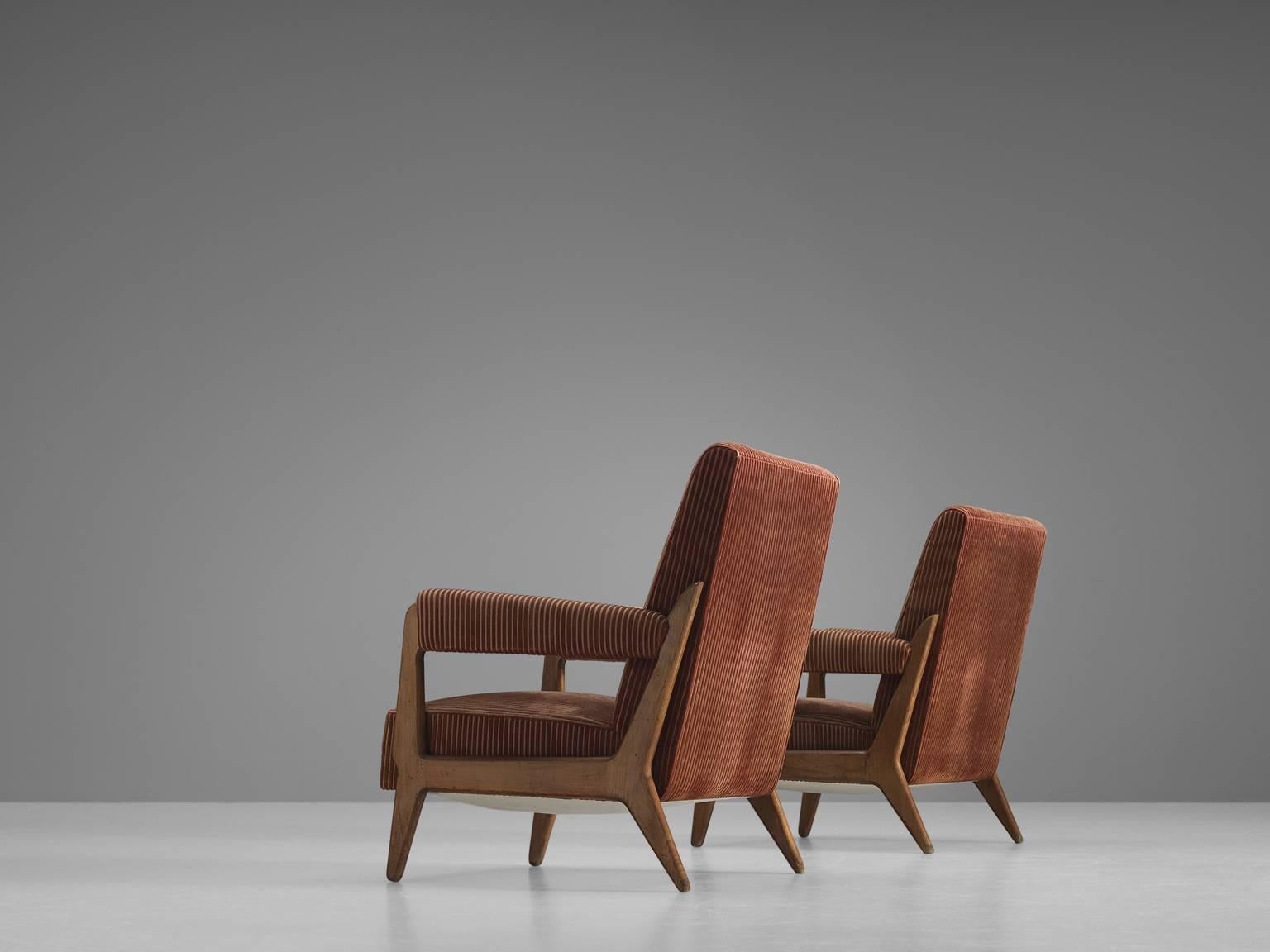 Mid-20th Century Pair of Grand French Oak Lounge Chairs
