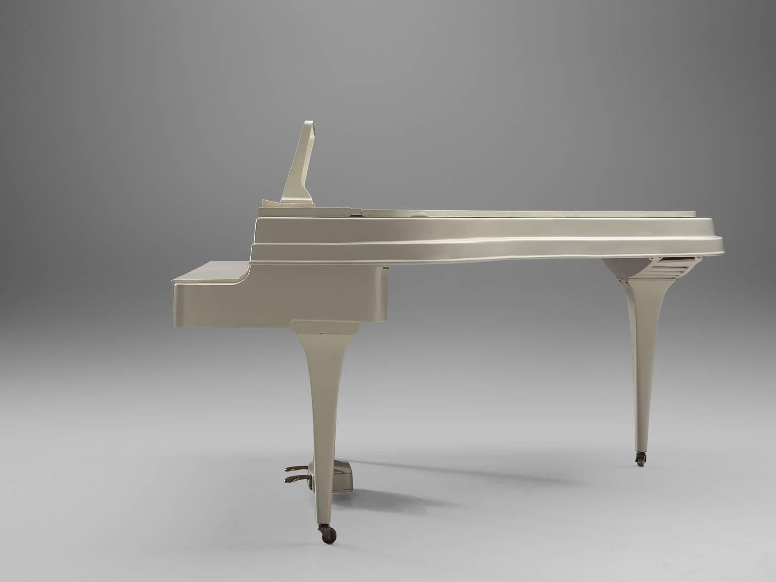Mid-Century Modern Rippen Grand Piano in Aluminum - Restored and Tuned, 1950s