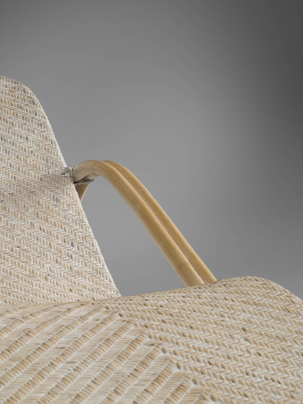 Italian Wicker Chaise Longue, 1950s 1