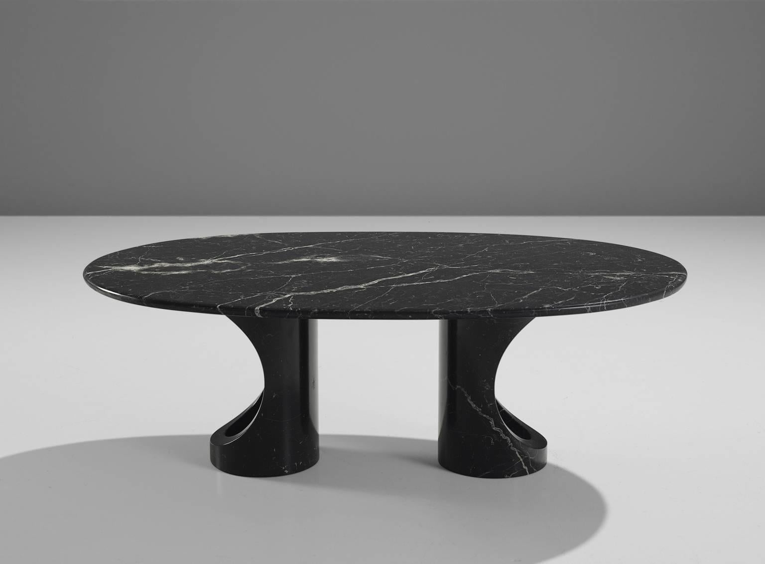 Mid-Century Modern Black Marble Postmodern Coffee Table