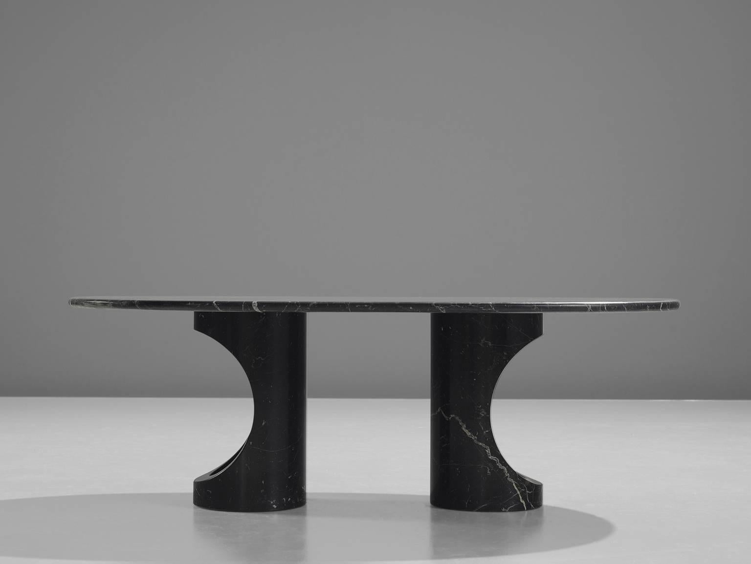 Italian Black Marble Postmodern Coffee Table