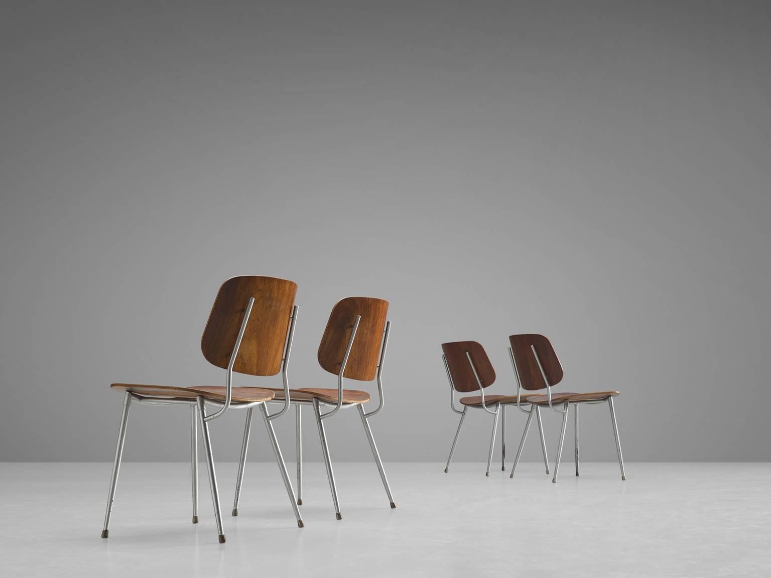 Mid-Century Modern Børge Mogensen Set of Four 'Søborg' Chairs in Steel