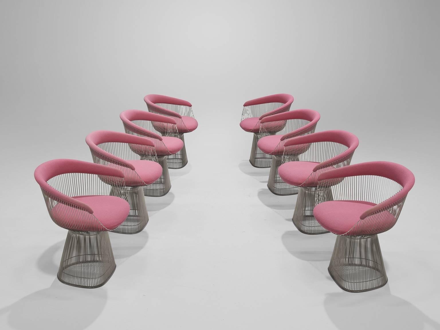 Mid-Century Modern Warren Platner Set of Eight Pink Lounge Chairs