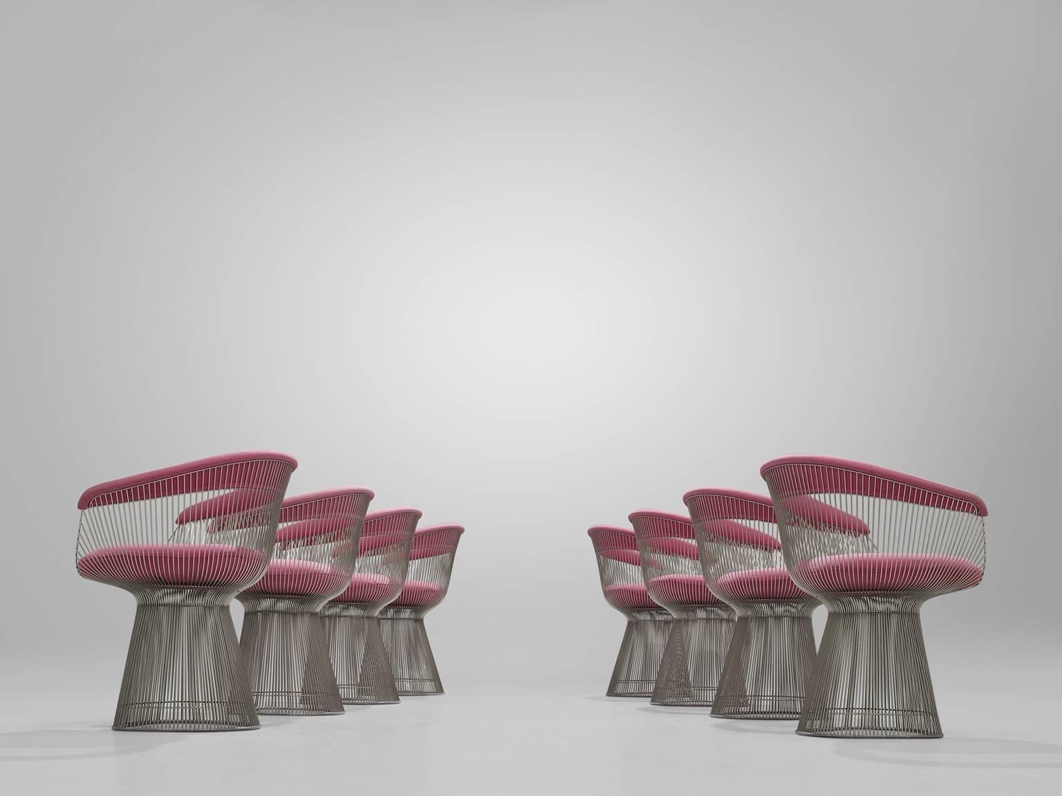 American Warren Platner Set of Eight Pink Lounge Chairs