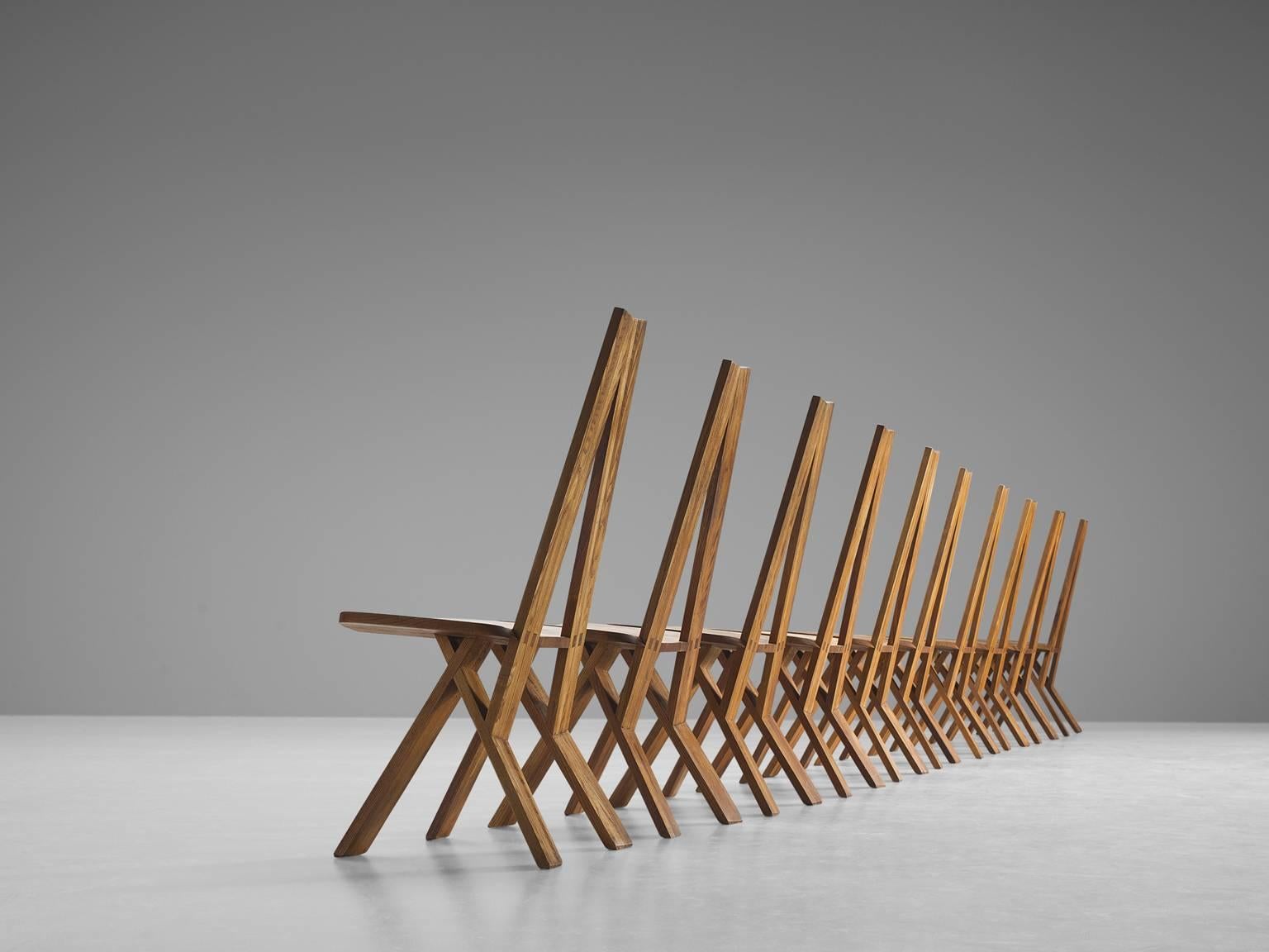 Mid-Century Modern Pierre Chapo Set of Ten 'S45' Dining Chairs
