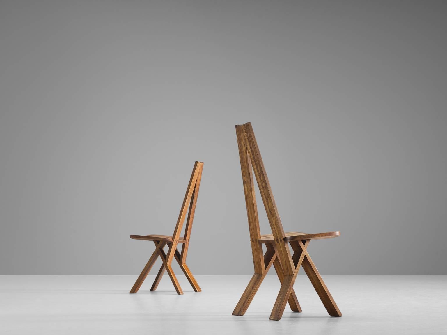 Pierre Chapo Set of Ten 'S45' Dining Chairs In Good Condition In Waalwijk, NL