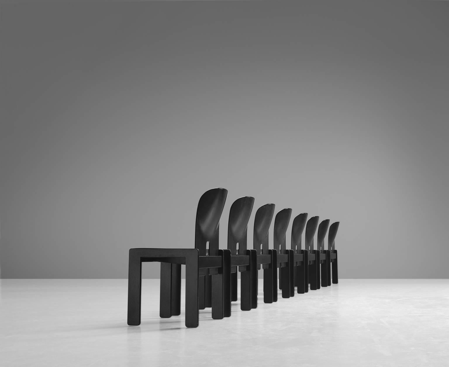 Post-Modern Afra and Tobia Scarpa Chairs in Black for Cassina