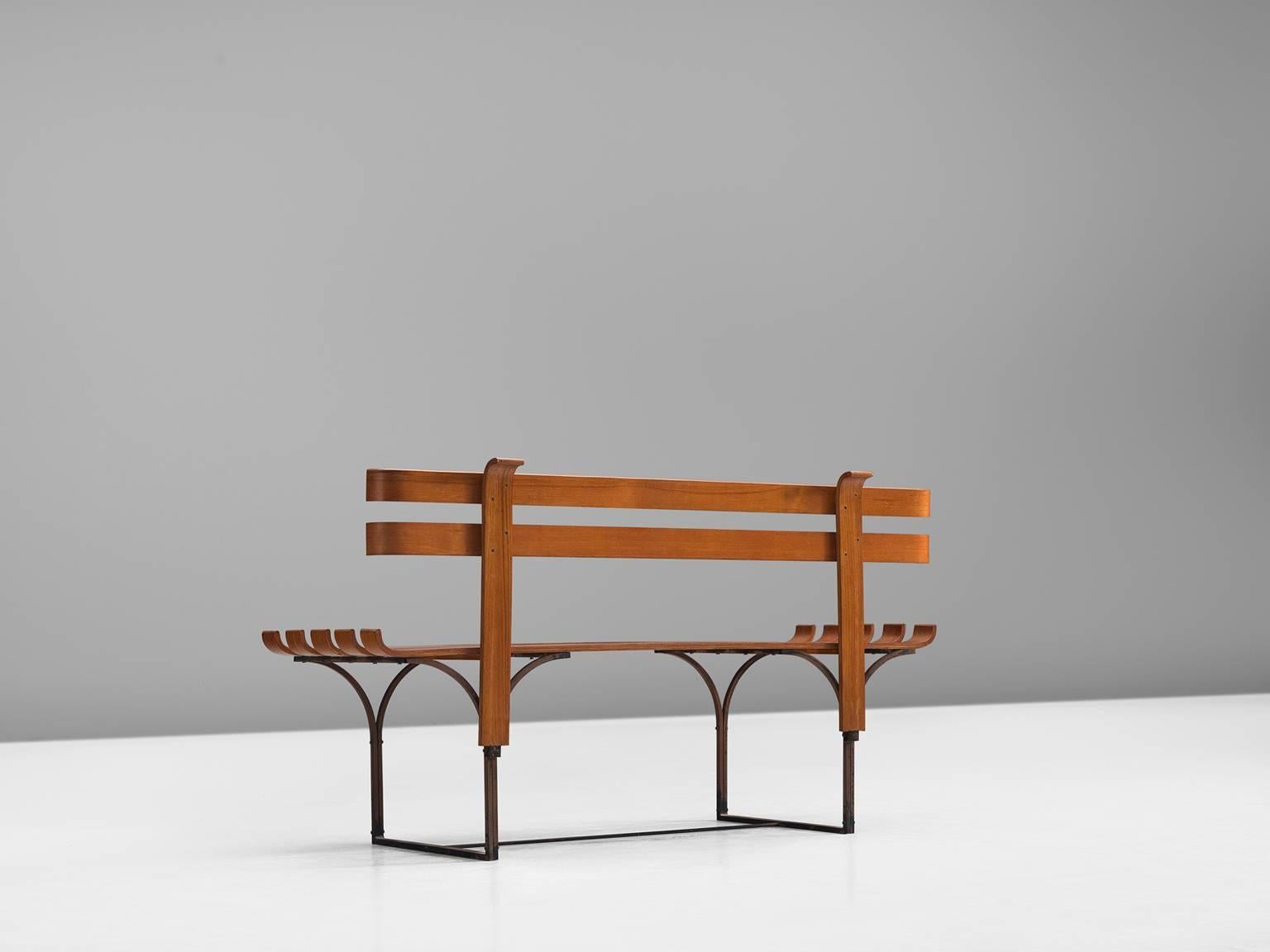 Mid-20th Century Italian Design Bent Plywood Bench, 1960s