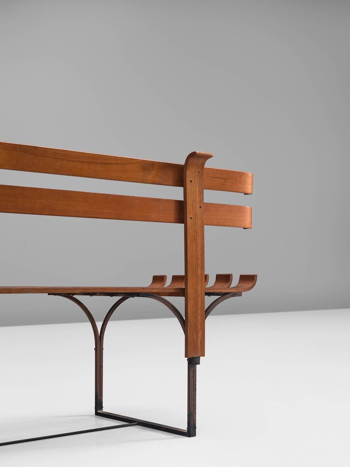 Italian Design Bent Plywood Bench, 1960s 1