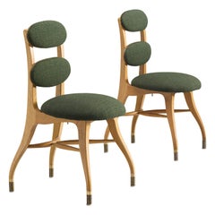 Pair of Orchestra Chairs in Solid Oak and Fabric, Denmark, 1950s 8