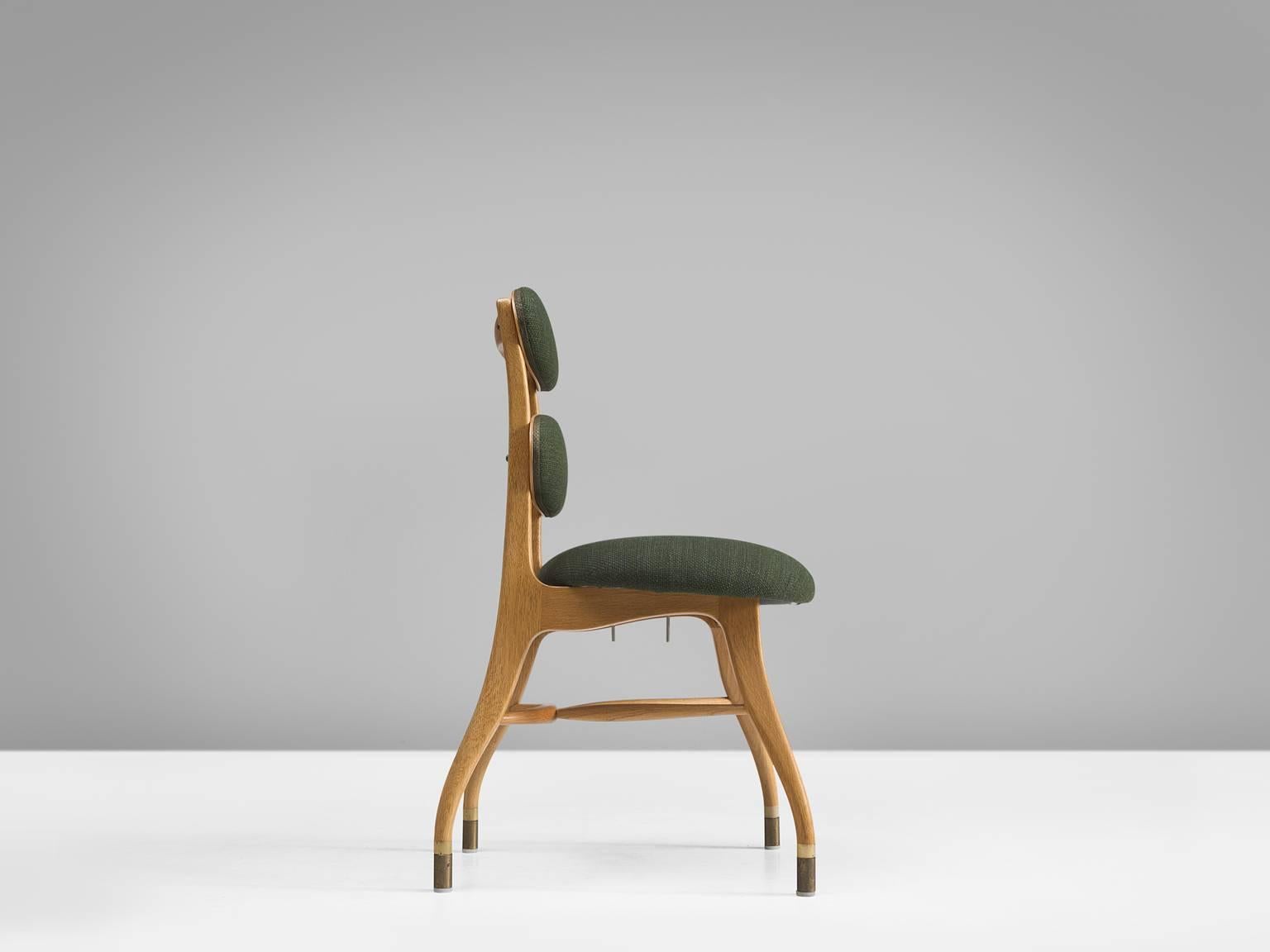 Mid-Century Modern Orchestra Chair in Solid Oak and Fabric, Denmark 1950s
