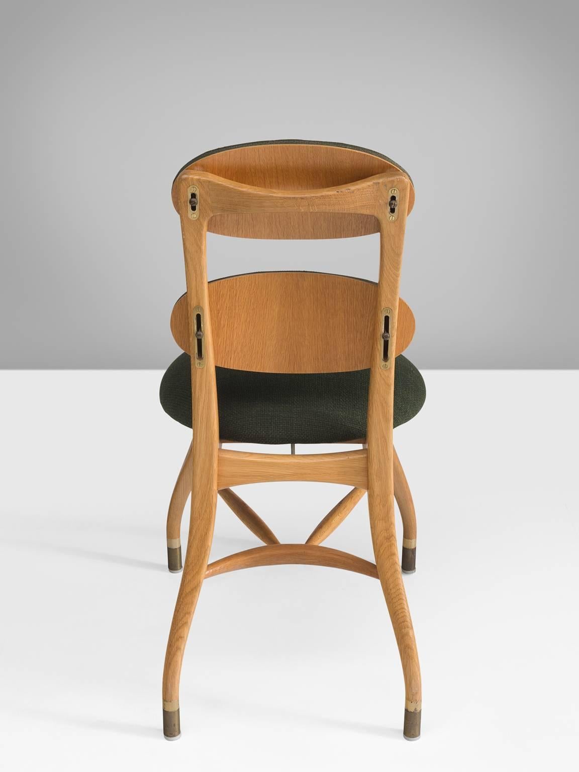 Danish Orchestra Chair in Solid Oak and Fabric, Denmark 1950s