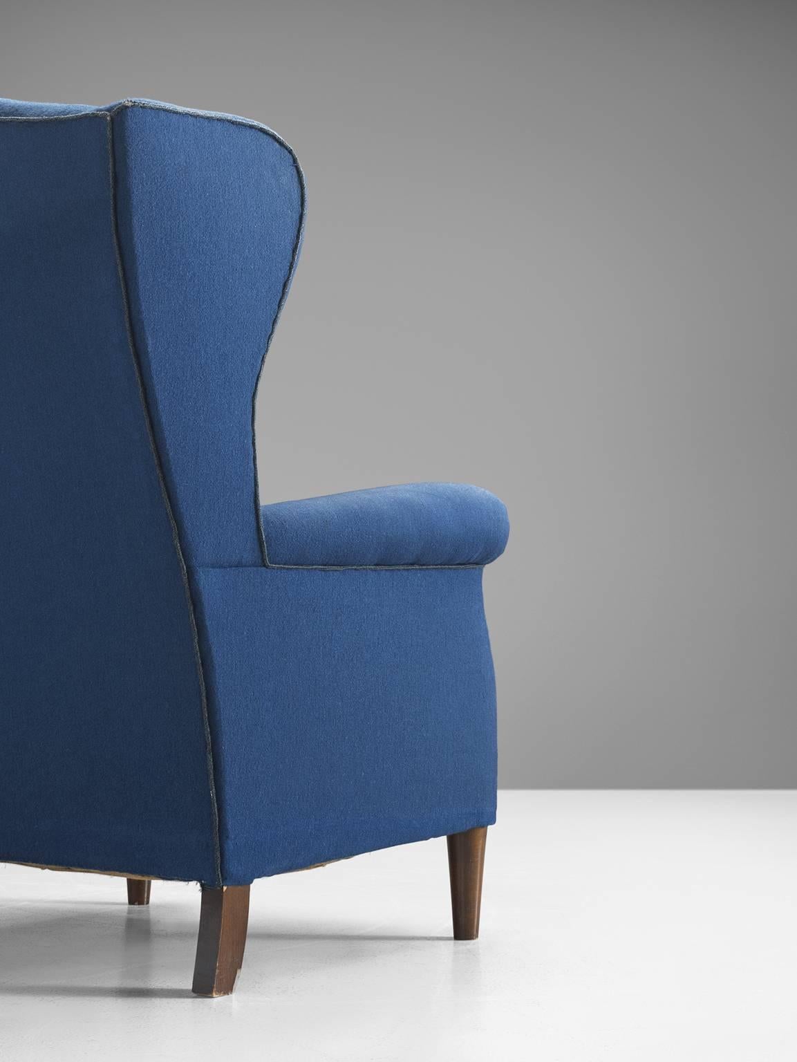 Fabric Danish Easy Chair in Blue Original Upholstery