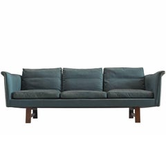 Danish Turquoise Three-Seat Sofa, 1950s 8
