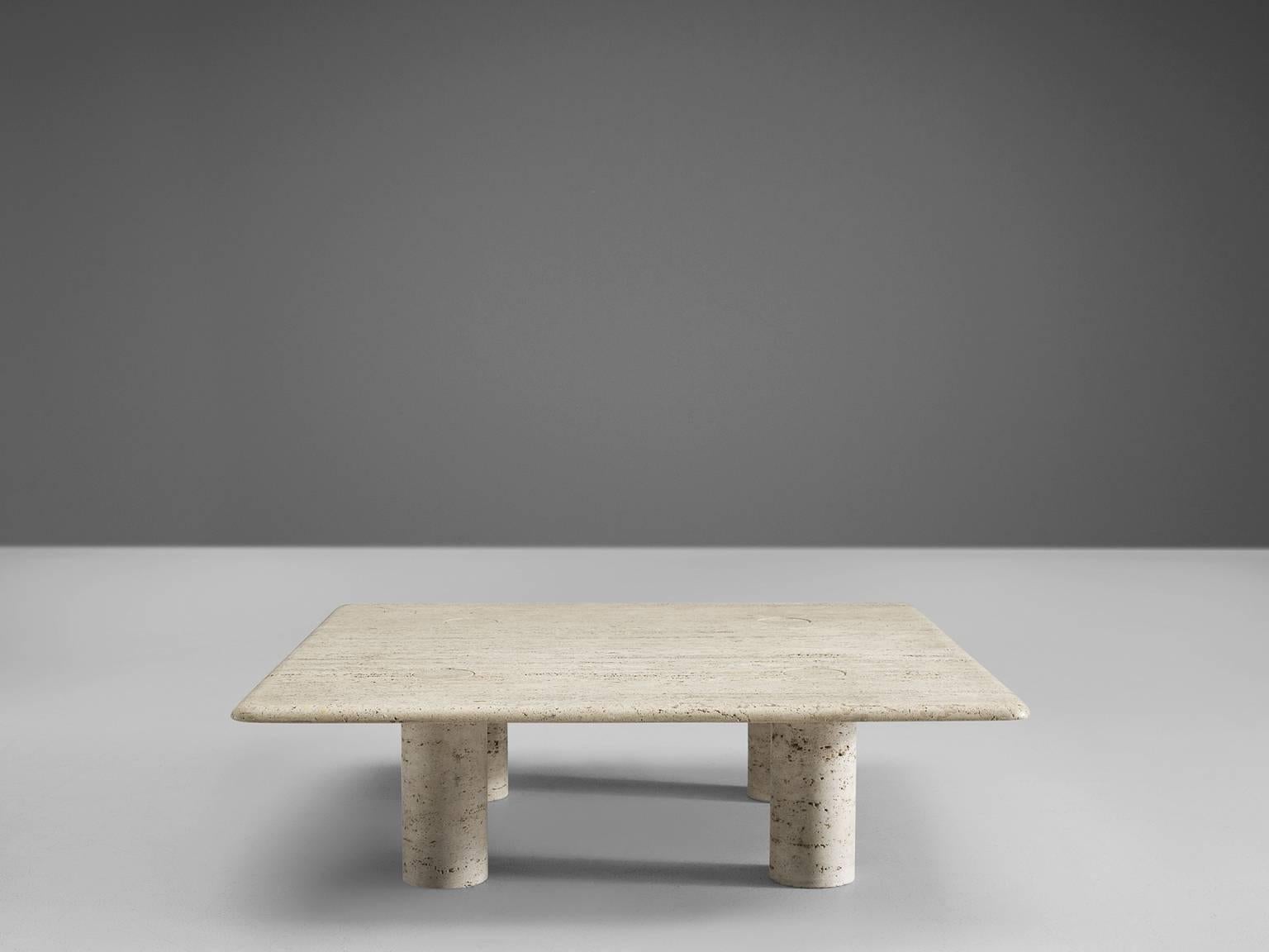 angelo mangiarotti travertine table