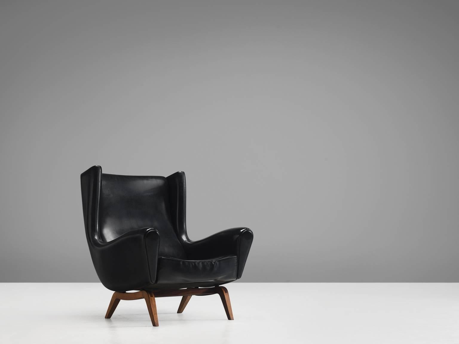 Scandinavian Modern Illum Wikkelsø Wingback Original Leatherette Lounge Chair