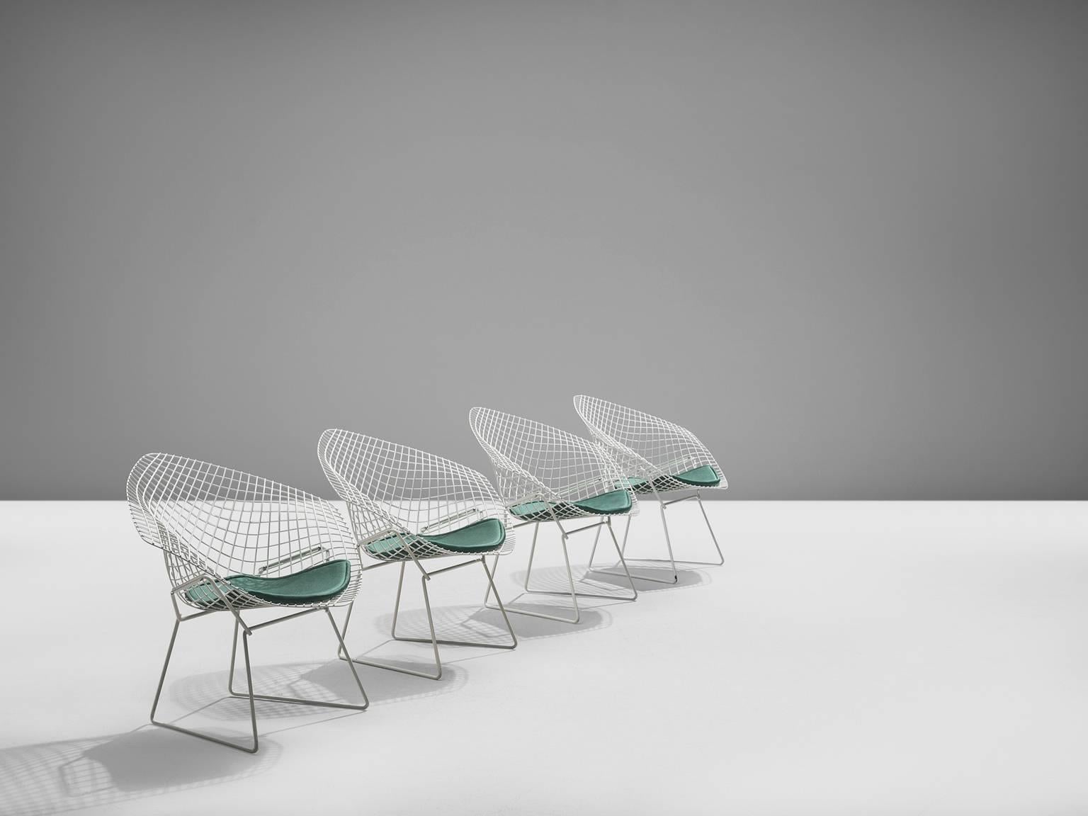 Mid-Century Modern Four 'Diamond' Wire Chairs by Harry Bertoia for Knoll