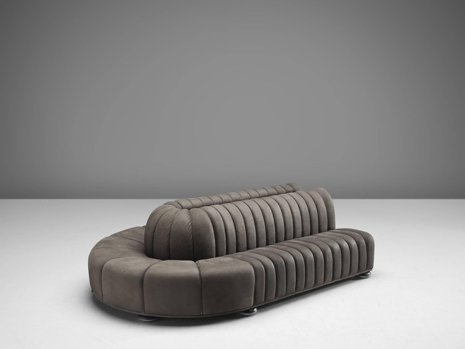 Large sofa by Wittmann (one-off), leather, wood, foam, Austria, 1980s.

This wonderful U-shaped sectional sofa was custom-made for a corporate client in Austria. It is therefore unusual to come across such a piece. The dark grey leather is in
