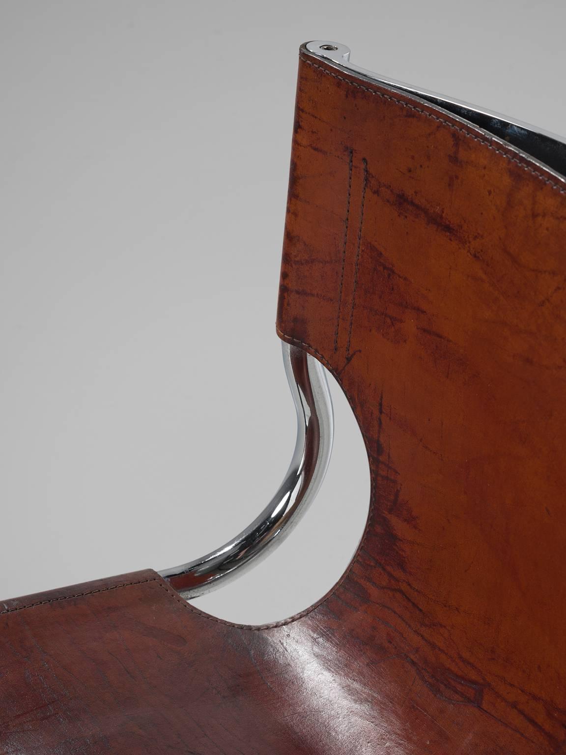 Late 20th Century Carlo Bartoli Original Brown Leather Dining Chairs, 1971