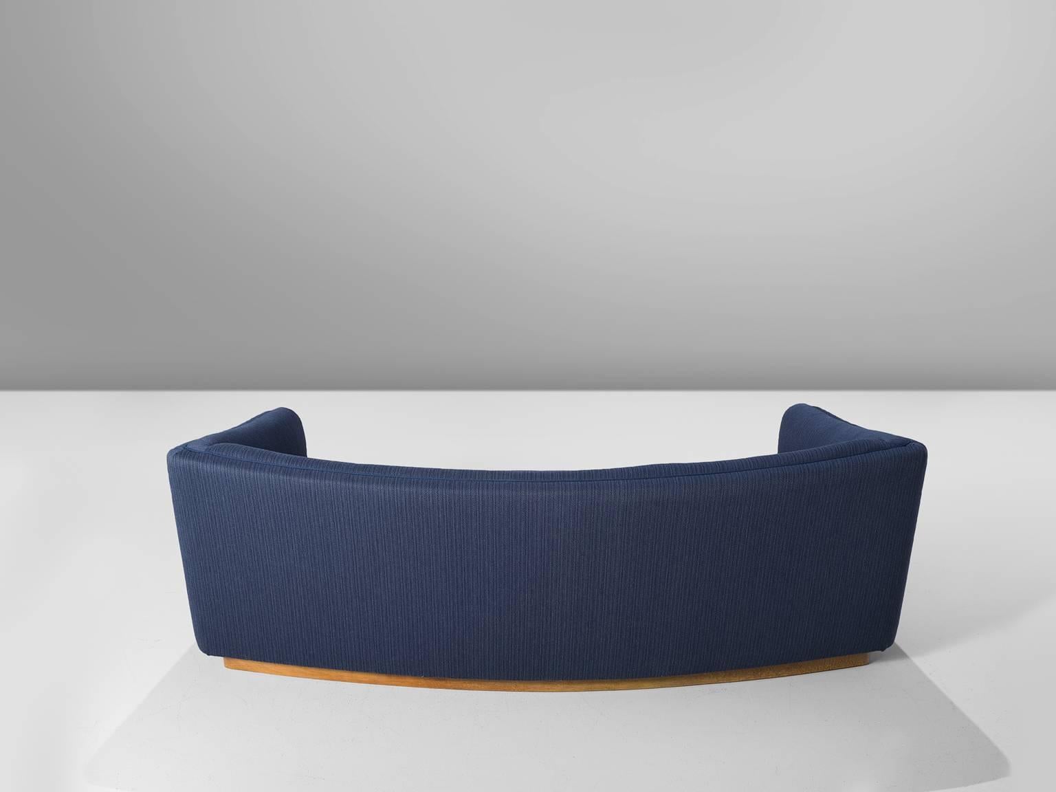 Danish Navy Blue Upholstered High-Back Sofa In Good Condition In Waalwijk, NL