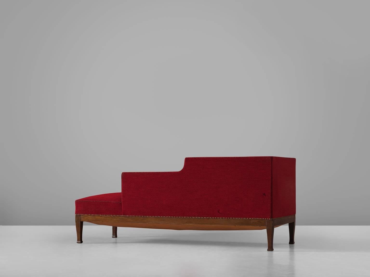 Early Swedish 'Grace' Chaise Longue in Deep Red In Good Condition In Waalwijk, NL