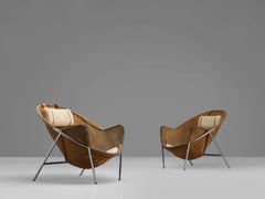 Erik Jørgensen Set of Two Easy Chairs in Cognac Suede