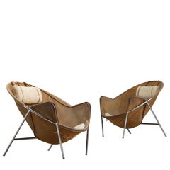 Erik Jørgensen Set of Two Easy Chairs in Cognac Suede