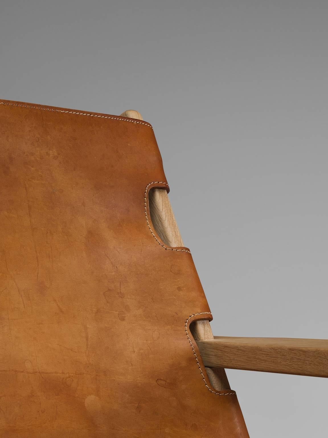 Erling Jessen Set of Cognac Leather and Oak Lounge Chairs 2