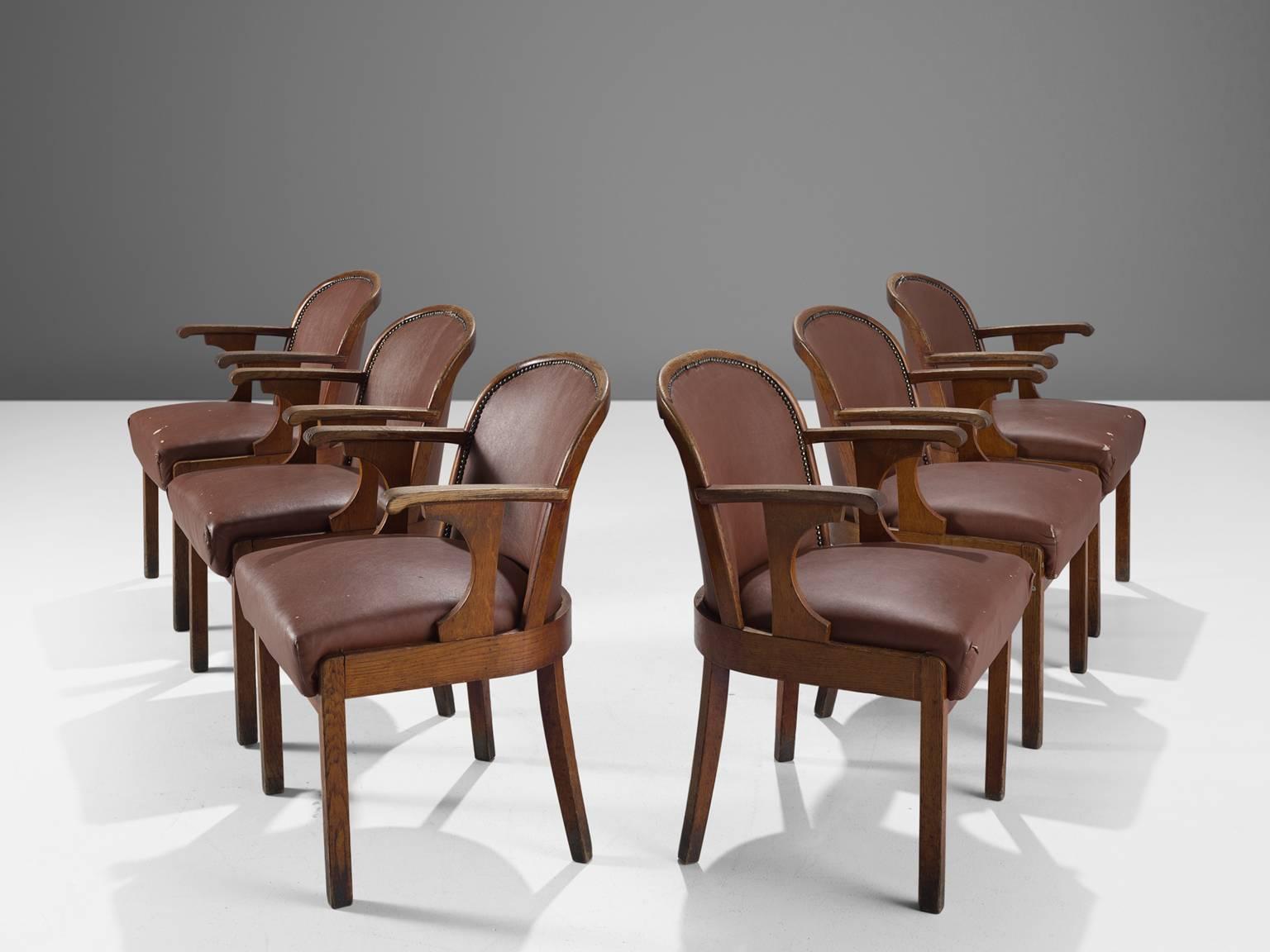 Scandinavian Modern Set of Six Swedish Dining Chairs in Oak