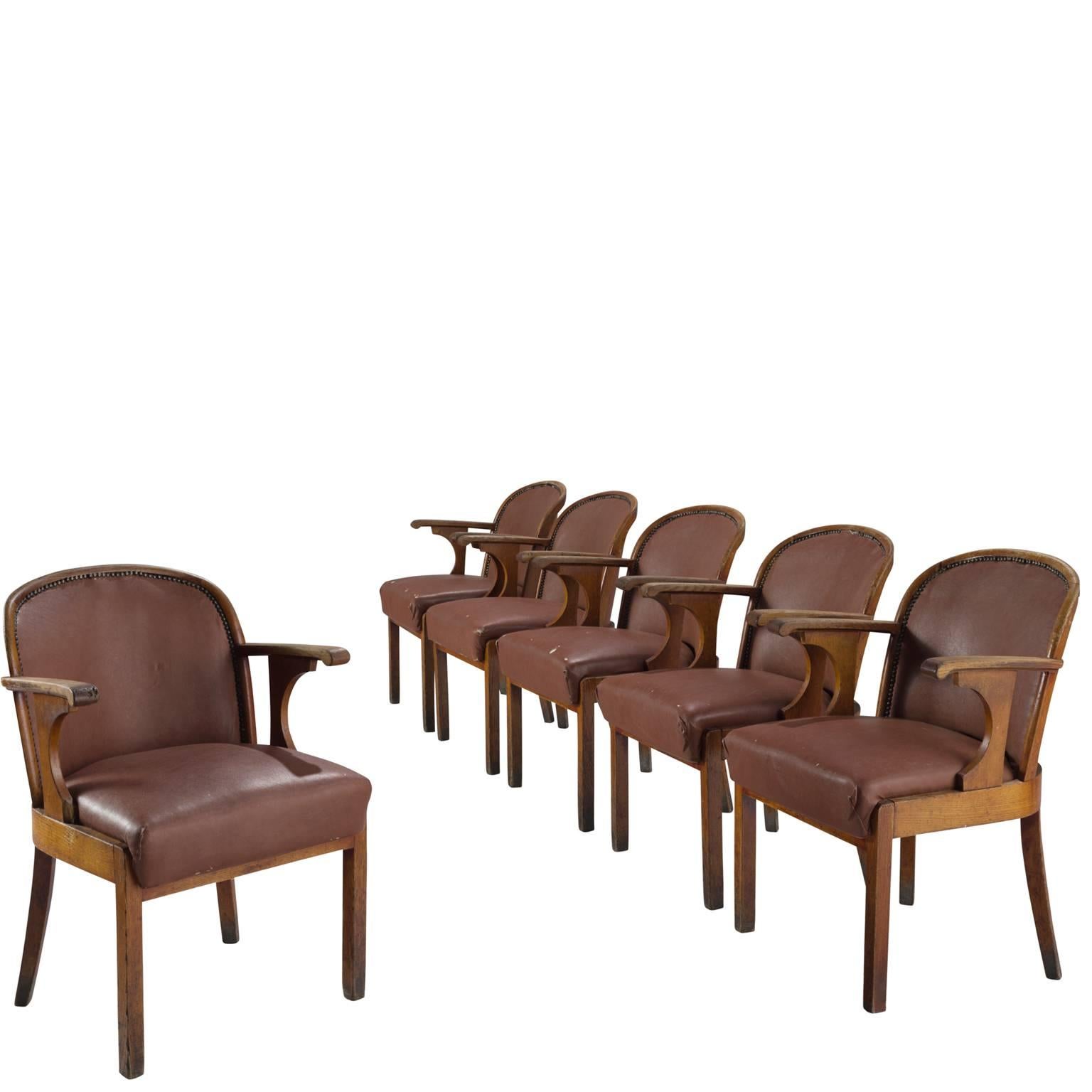 Set of Six Swedish Dining Chairs in Oak