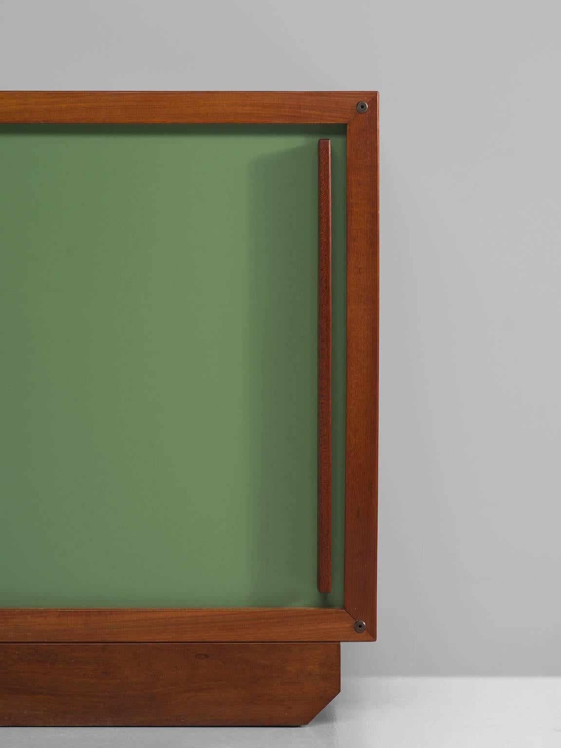 André Sornay Olive Green and Teak Low Cabinet 2