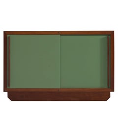 André Sornay Olive Green and Teak Low Cabinet