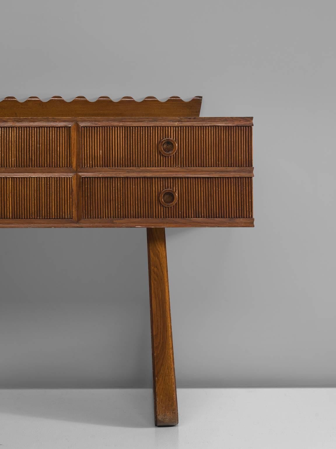 Mid-20th Century Early Italian High Console Table in Walnut, 1940s