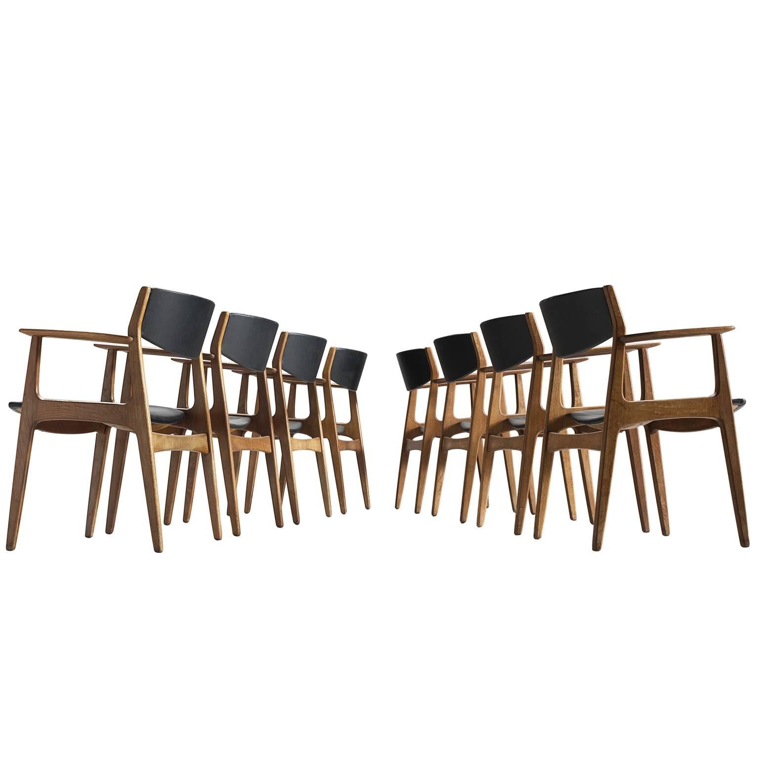 Henning Kjærnulf Set of Eight Dining Chairs in Oak