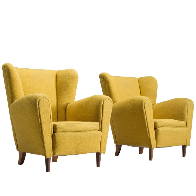 Italian Bright Yellow Lounge Chairs, 1950s For Sale at 1stdibs