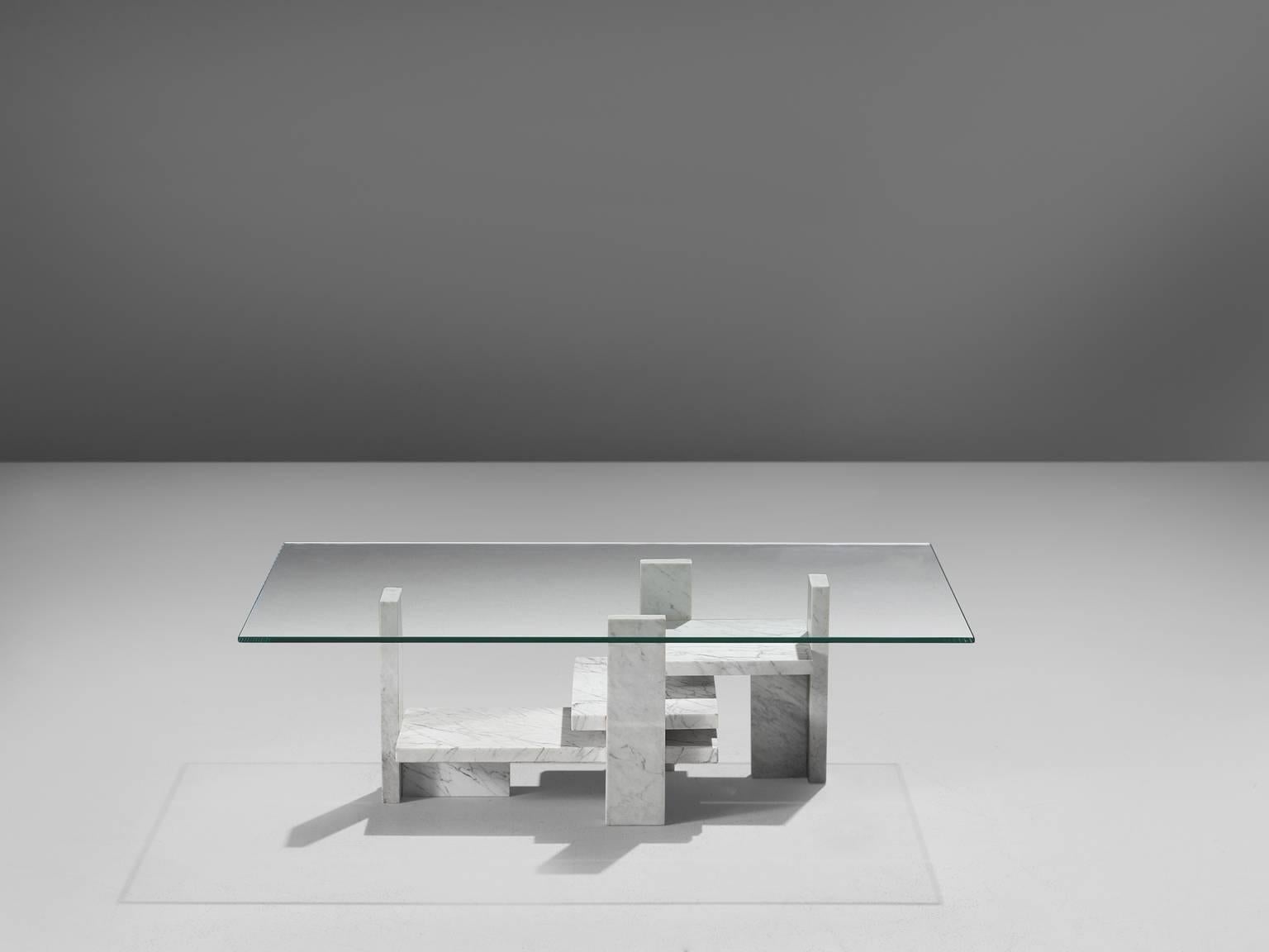Post-Modern Architectural Marble Cocktail Table, 1970s