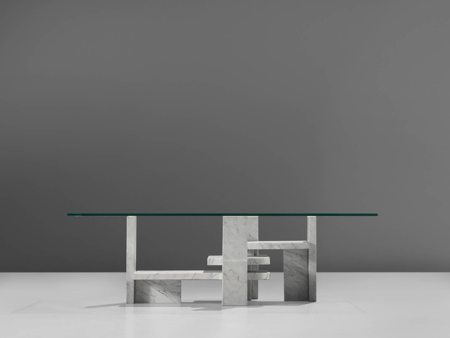 Architectural Marble Cocktail Table, 1970s In Good Condition In Waalwijk, NL