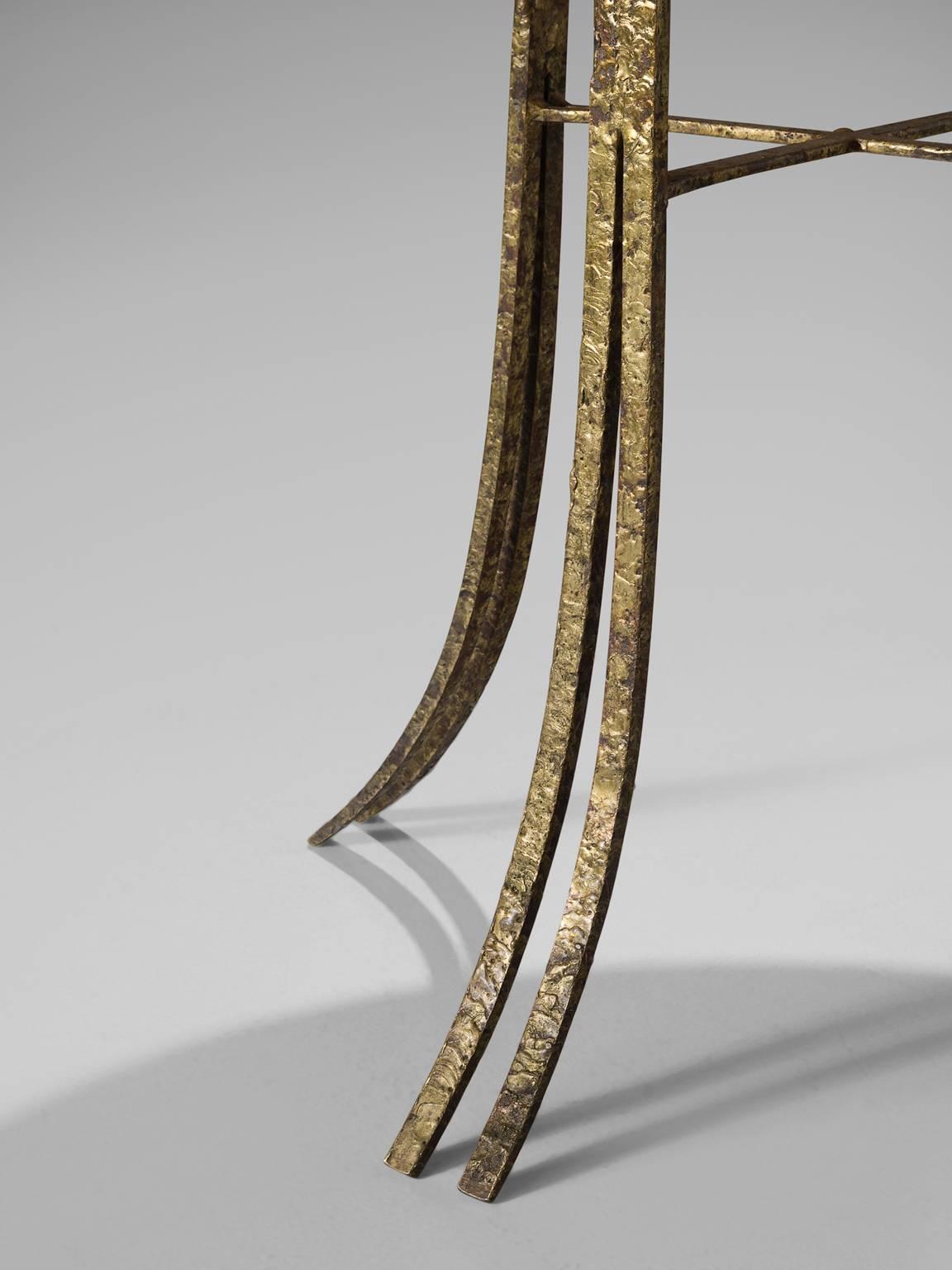 Italian Orosei Marble Side Table with Brass Legs 1